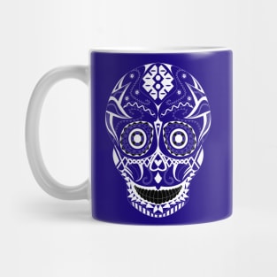 skeleton smile in mexican pattern in dark Mug